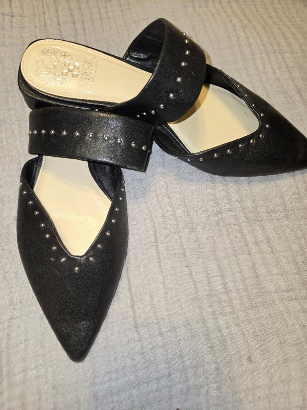 Vince Camuto leather studded dress slip on dress shoes
